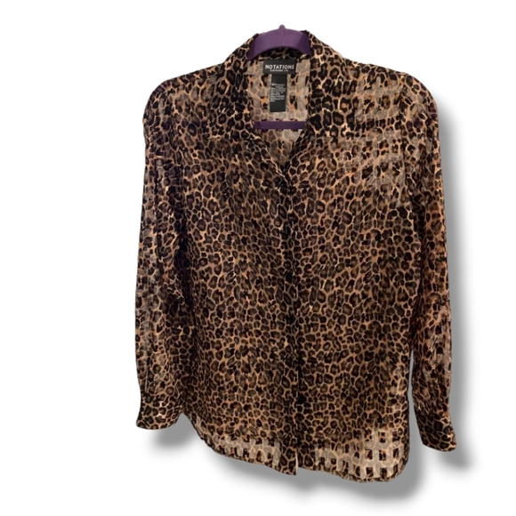 Animal Print Sheer Blouse  Vintage - Picture 1 of 3